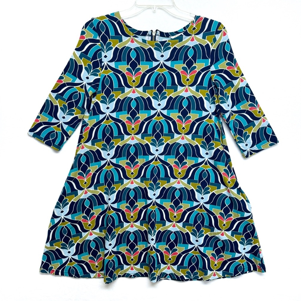 All For Color Dress Womens XS Blue Green Floral Sheath BodyCon Stretch Mini Midi